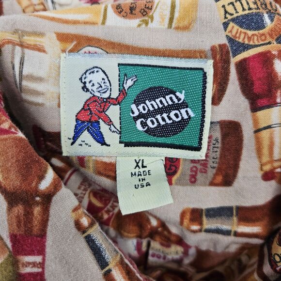 VTG Johnny Cotton Shirt Mens Extra Large Button Up Beers All Over Print USA XL‎ - Picture 8 of 9